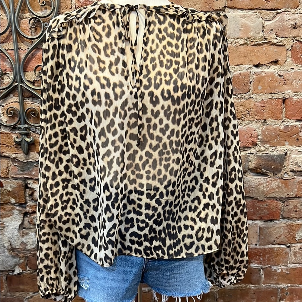 H&M Black and Brown Tie Front Blouse